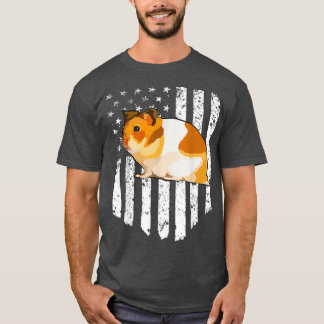 Camiseta White American Flag Hamster 4 De Julho Fazenda