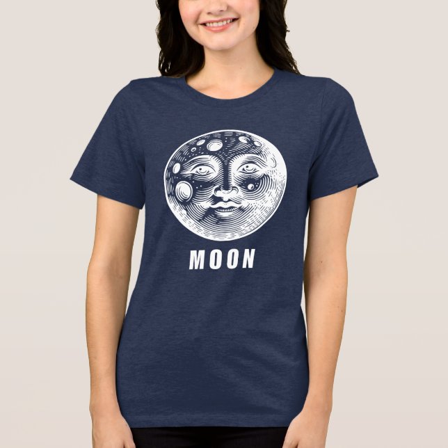 Camiseta White and Black Moon Bella+Canvas Women’s Tri-Blen (Frente)