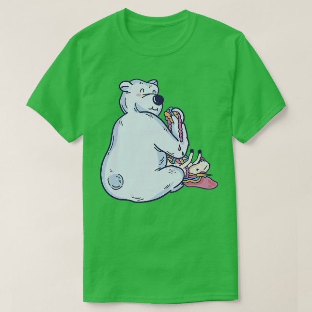 Camiseta White Bear Comendo Unicórnio Premium (Frente do Design)