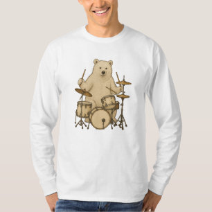 Camiseta White Bear tocando tambor baterista