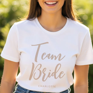 Camiseta White Beige Personalizado de Casamento de Noiva da