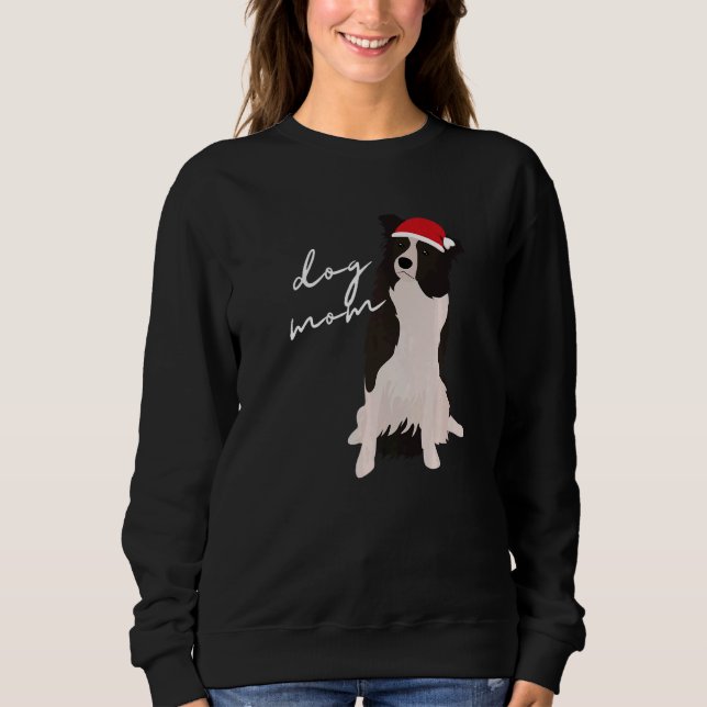 Camiseta White & Black Border Collie Dog Mom Christmas (Frente)