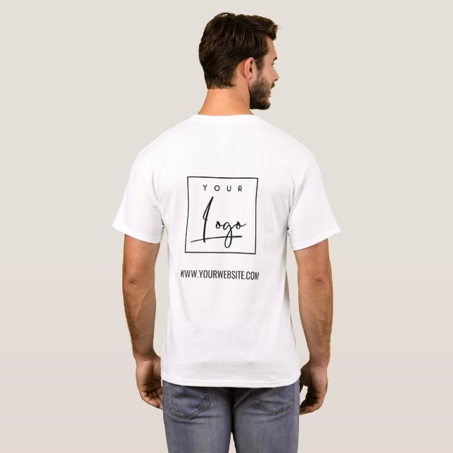 Camiseta White Black Business Adicionar seu nome de logotip (Parte Traseira Completa)
