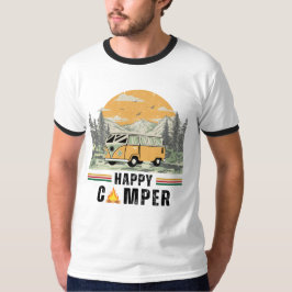 Camiseta White Black Vintage Retro Adventure Camper Nature