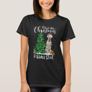 Camiseta White Boxer Christmas Lights Pajama Dog Xmas