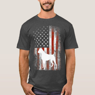 Camiseta White Boxer Dog Patriotic American Flag 4º, De Ju