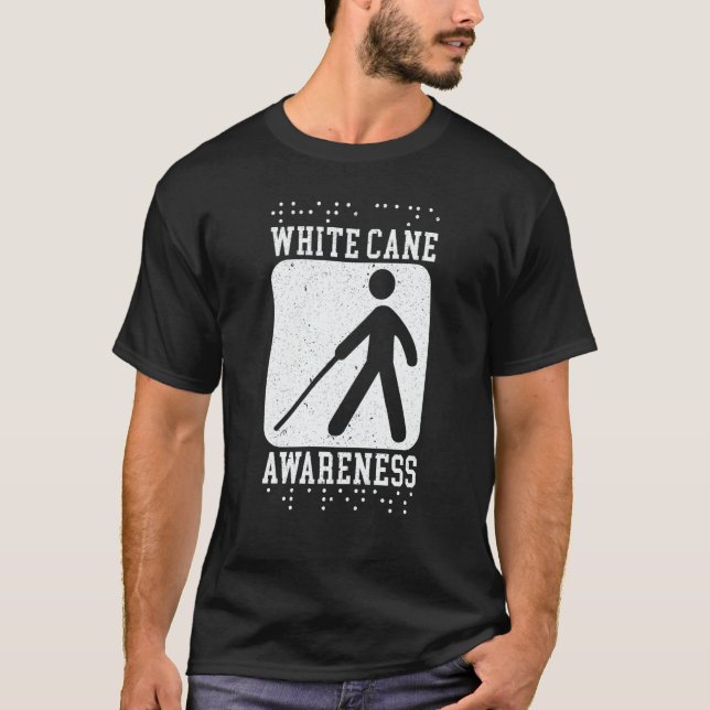 Camiseta White Cane Awareness Braille Blind Awareness  1 (Frente)