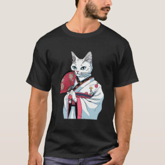 Camiseta White Cat Geisha Engraçado Pet Kimono