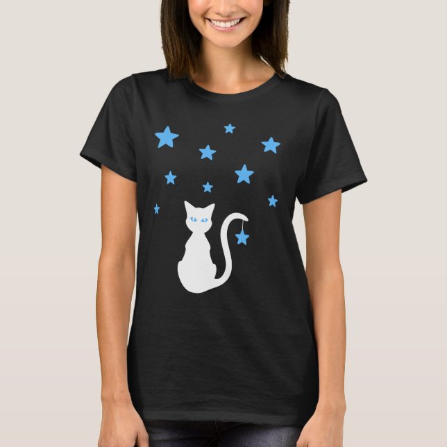Camiseta White Cat Stars (Frente)