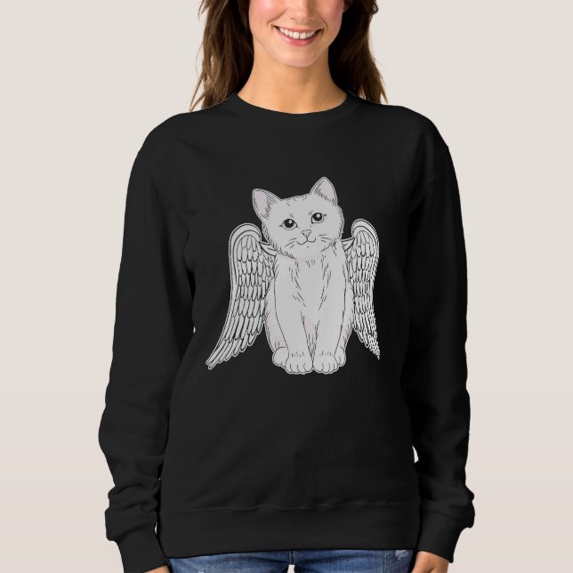 Camiseta White Cat with Angel Wings Kitten Artwork for Wome (Frente)