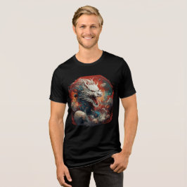 Camiseta White Cosmic Dragon in Fiery Storm
