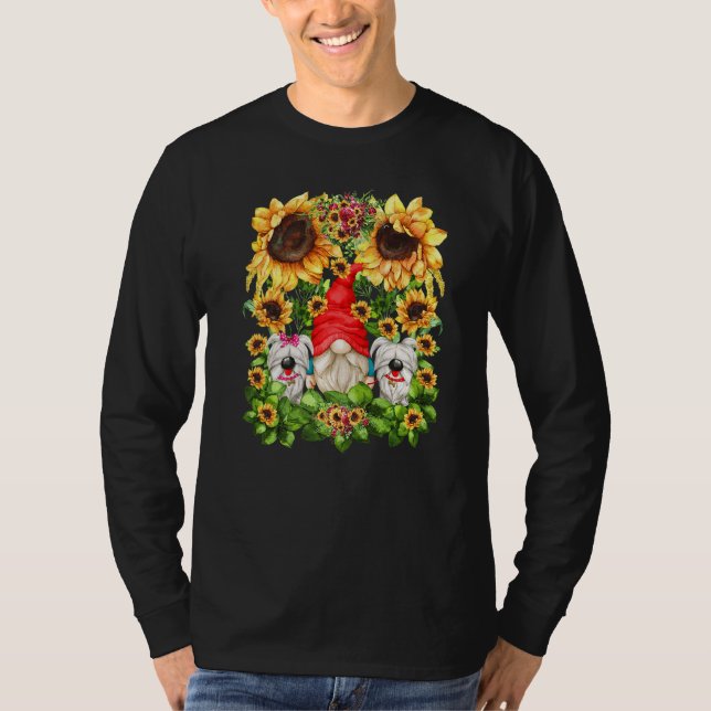 Camiseta White Dog Graphic For Yorkie Mom And Dad Sunflower (Frente)