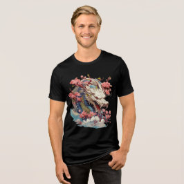 Camiseta White Dragon with Blossoms Fantasy Art