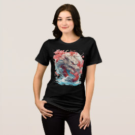 Camiseta White Dragon with Waves and Sakura