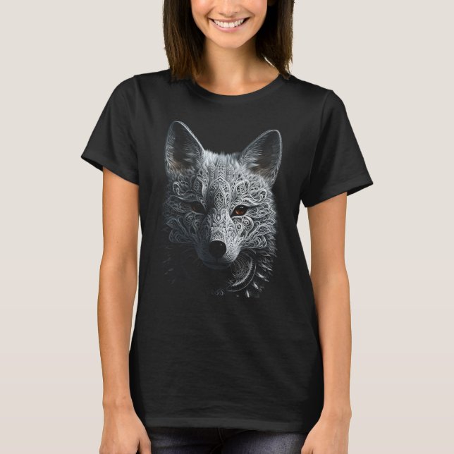 Camiseta White Fox Mandala Art - Animal Fox (Frente)