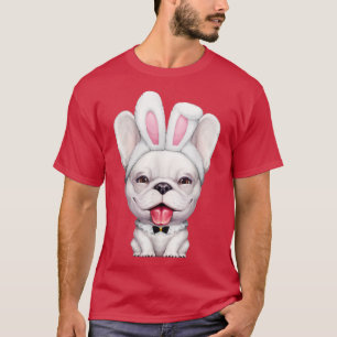 Camiseta White French Buldog Visto Páscoa Coelhinho