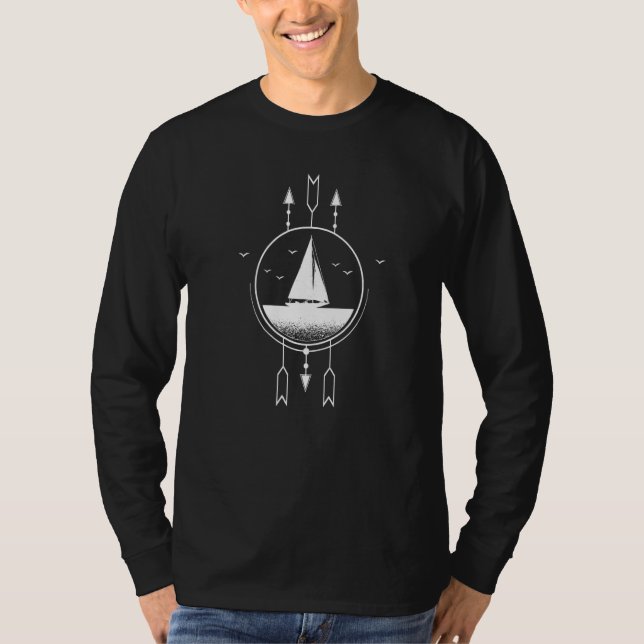 Camiseta White Nautical Sailboat Silhouette (Frente)