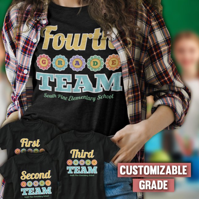 Camiseta White Outline Retro Flowers 4º Grau Escola em Equi (Criador carregado)