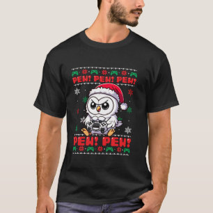 Camiseta White Owl Engraçado Jogador Joga Vídeo Jogo Feio C