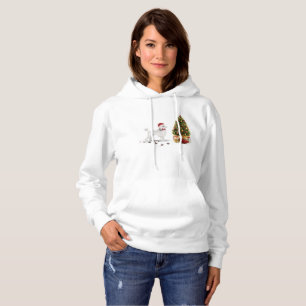 Camiseta White Poodle Engraçado Cachorro de Natal com Árvor