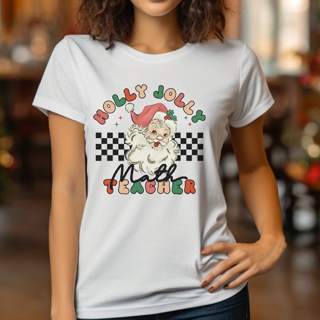Camiseta White professora de matemática Holly Jolly, Retro  (Criador carregado)