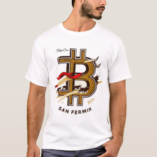 Camiseta White San Fermin and cryptocurrencies t-shirt.
