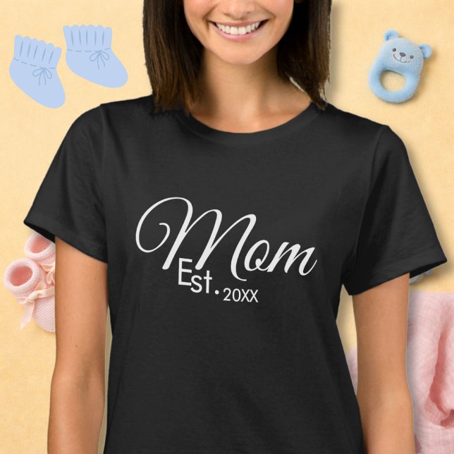 Camiseta White Script Mom Established New Mom  (Criador carregado)