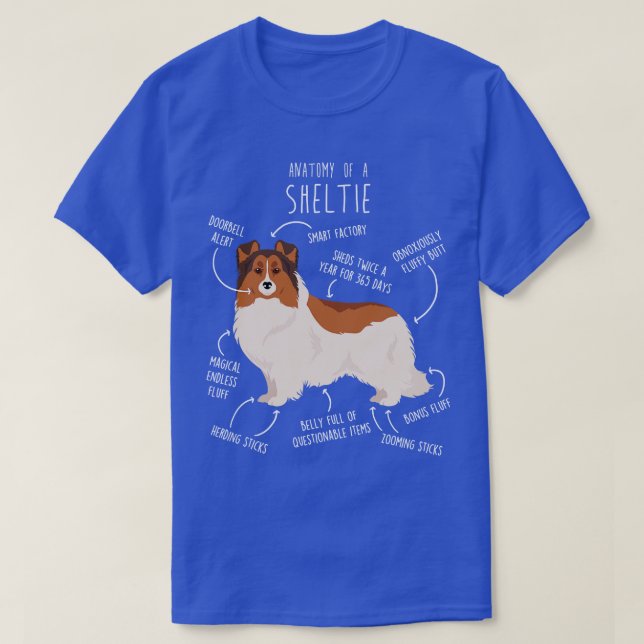 Camiseta White Sheltie Shetland Sheepdog Anato, com cabeça  (Frente do Design)