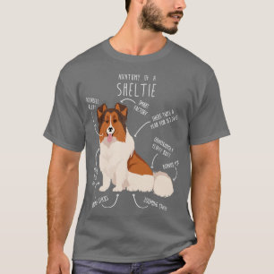 Camiseta White Sheltie Shetland Sheepdog Anato, com cabeça
