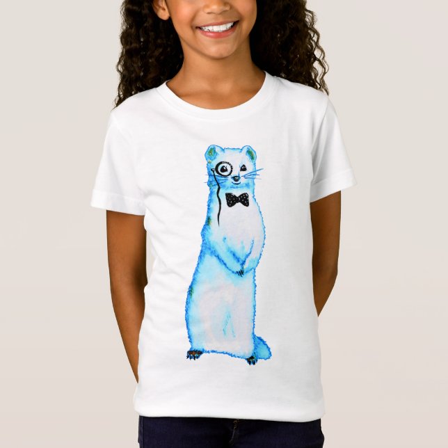 Camiseta White Stoat Ermine Cute Ferret Arte (Frente)