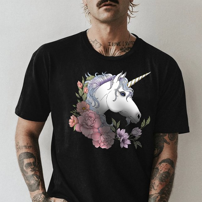 Camiseta White Unicorn and Flowers (Criador carregado)