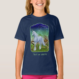Camiseta White Unicorn Woodland Gate Fantasy Horse Art