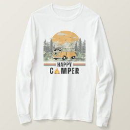 Camiseta White Vintage Mountain Sunrise Camper Van Nature