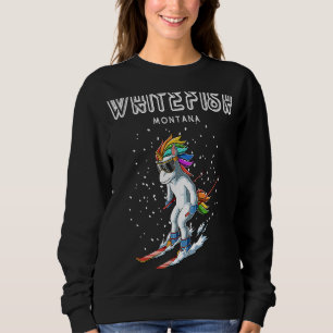 Camiseta Whitefish Montana Unicorn EUA Ski Resort 80s Relat
