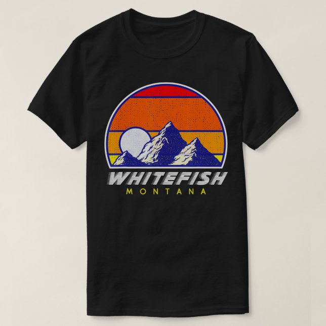 Camiseta Whitefish Montana  USA Ski Retro  (Frente do Design)
