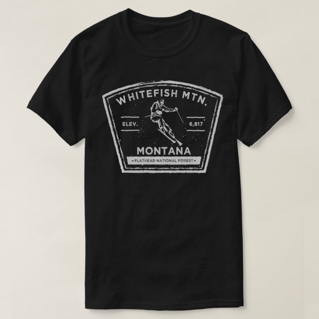 Camiseta Whitefish Mountain Montana Snow Skiing (Frente do Design)