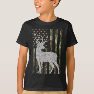 Camiseta Whitetail Buck Deer Hunting Camouflage Bandeira Us