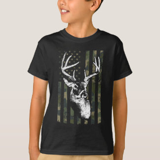 Camiseta Whitetail Buck Deer Hunting EUA Camouflage América