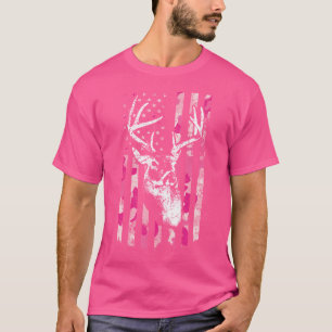 Camiseta Whitetail Buck Wo Deer Hunting Pink Camo American