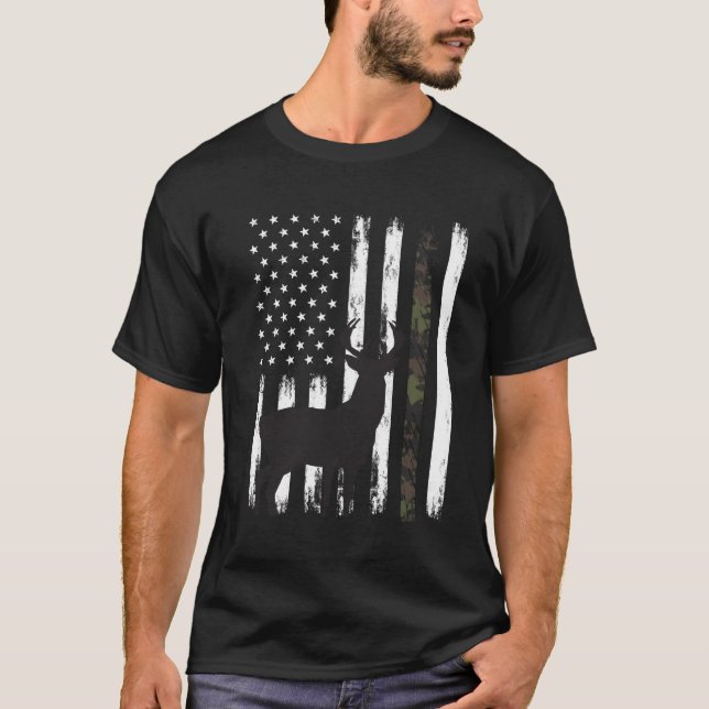 Camiseta Whitetail Deer Hunter Buck Camo American F (Frente)