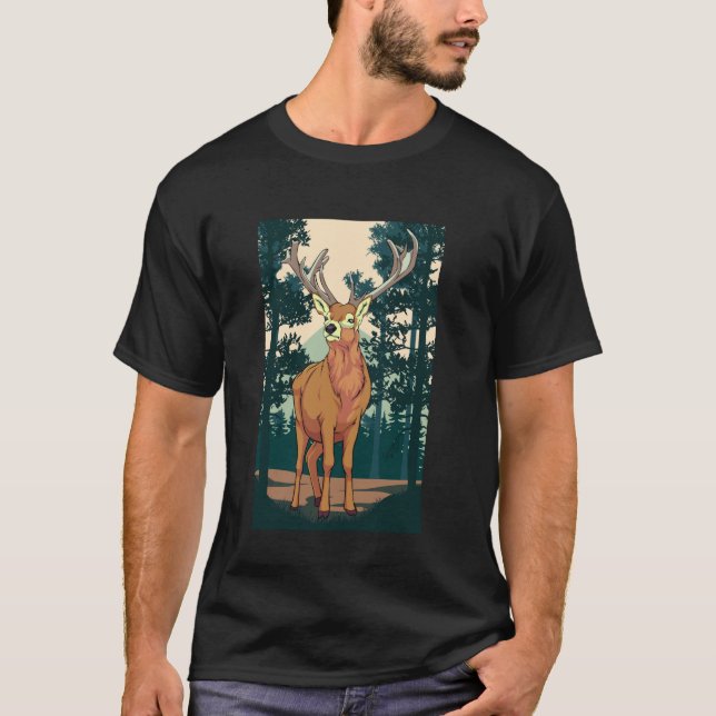 Camiseta Whitetail Deer Hunter Nature Lover Forest (Frente)