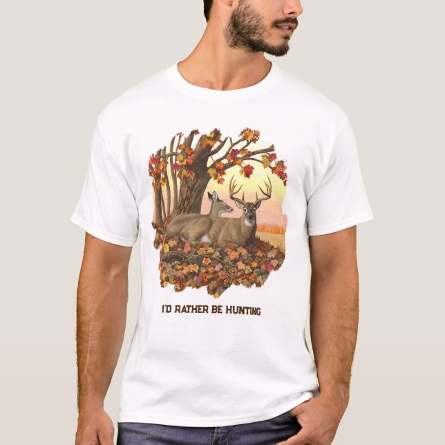 Camiseta Whitetail Deer no outono de Nova Inglaterra cai em (Frente)