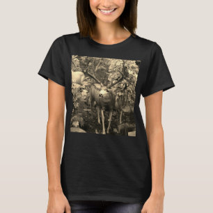 Camiseta Whitetail No Painel De Madeira Do Outono