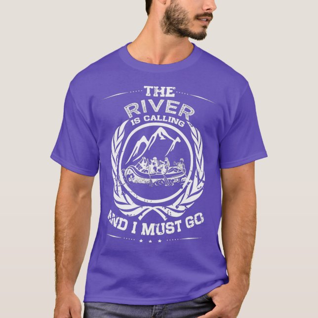 Camiseta Whitewater Rafting Distressed River Raft (Frente)