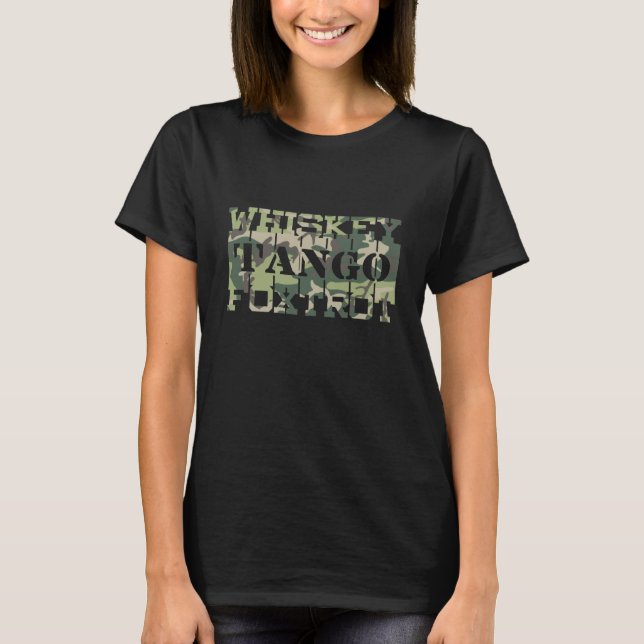 Camiseta Whkey Tango Foxtrot WTF Camuflagem Verde (Frente)