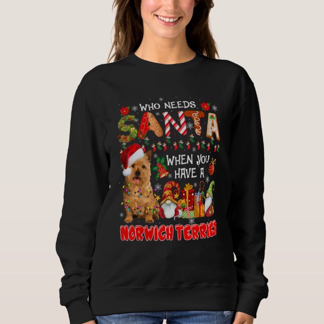 Camiseta Who Needs Santa When Have A Norwich Terrier Santa  (Frente)