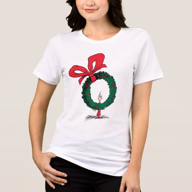 Camiseta Who Peeking Through Christmas Wreath (Frente)