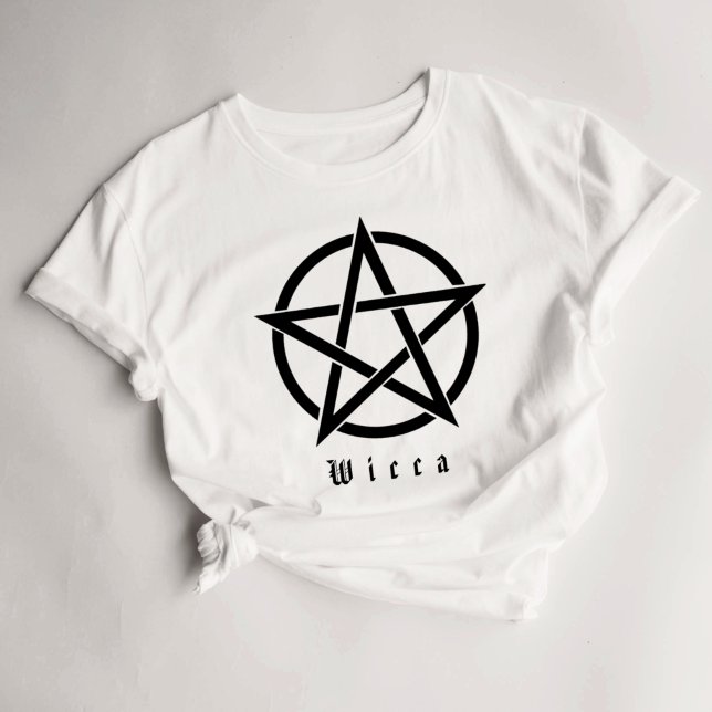 Camiseta Wicca Pentagram Wiccan Text-Shirt (Criador carregado)