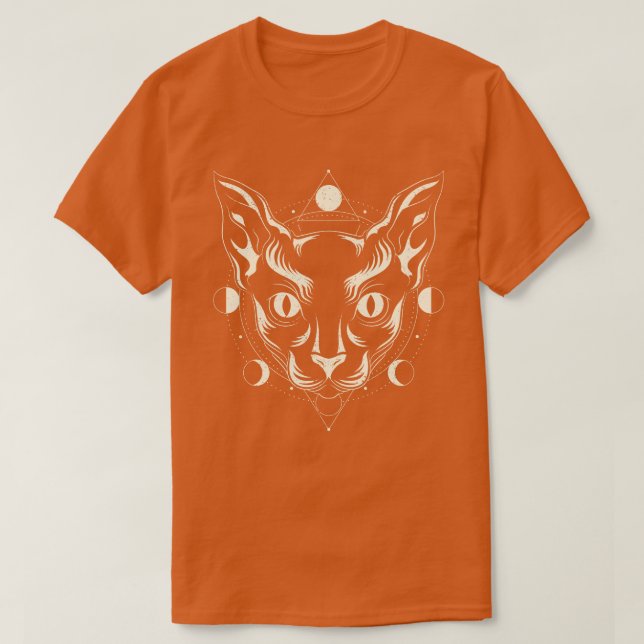 Camiseta Wicca Witch Sphynx Cat Occultism Pagan Occulan (Frente do Design)