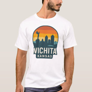Camiseta Wichita Kansas Skyline Sunset Cidade Retroativa